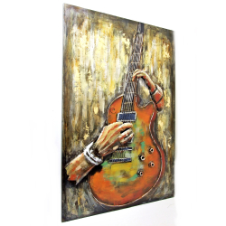 Obraz metalowy industrialny 120 x 80 cm Gitara